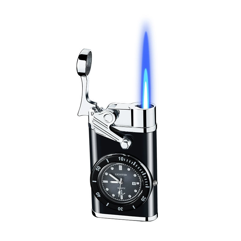 Manufacturers rocker arm real watch inflatable straight blue flame windproof lighter creative cigare