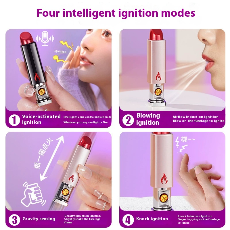 The new typec technology sense quiet windproof charging lighter four cool ignition methods durable c