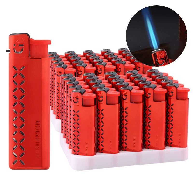 Metal windproof lighter straight blue flame inflatable thickened double durable burn lighter 