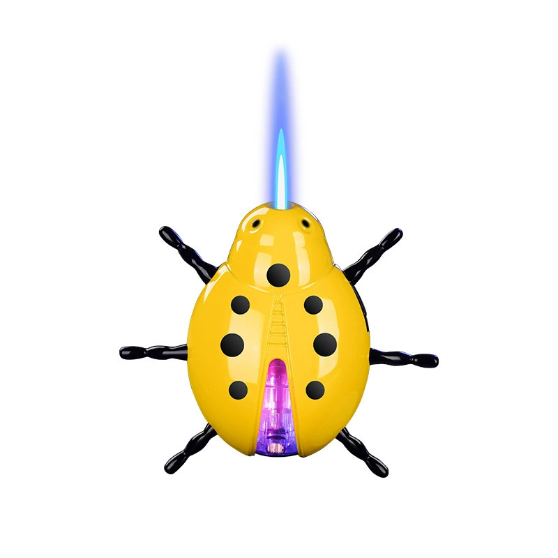 Novelty fun seven stars ladybug gyro light windproof lighter creative modeling transparent 