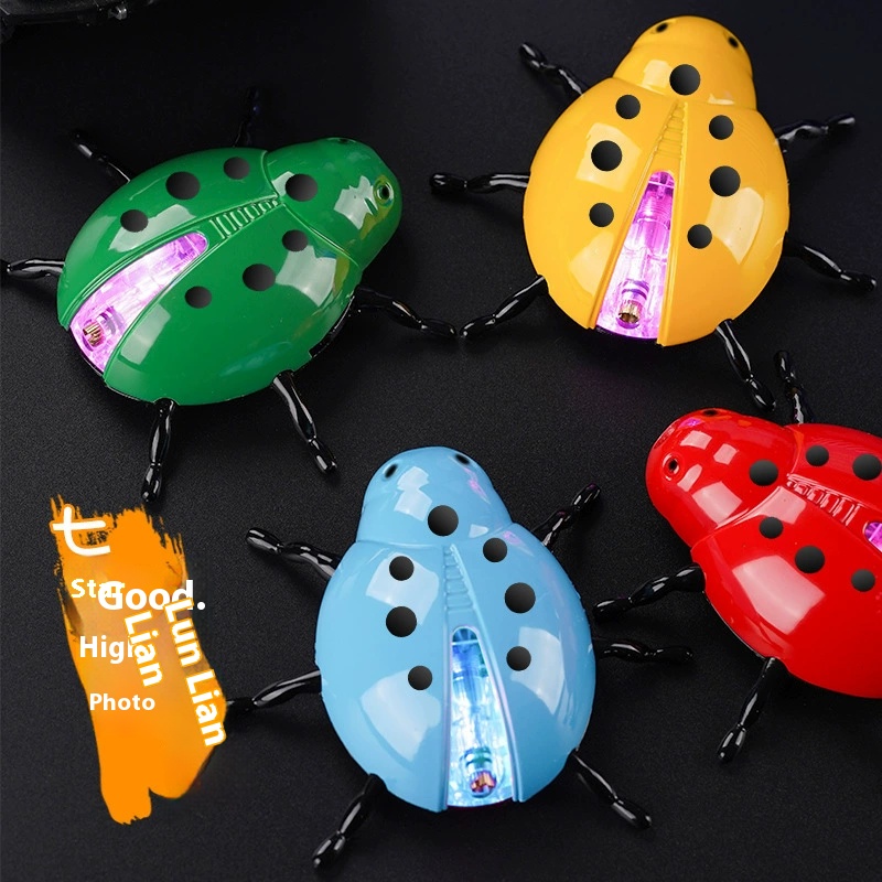 Novelty fun seven stars ladybug gyro light windproof lighter creative modeling transparent 