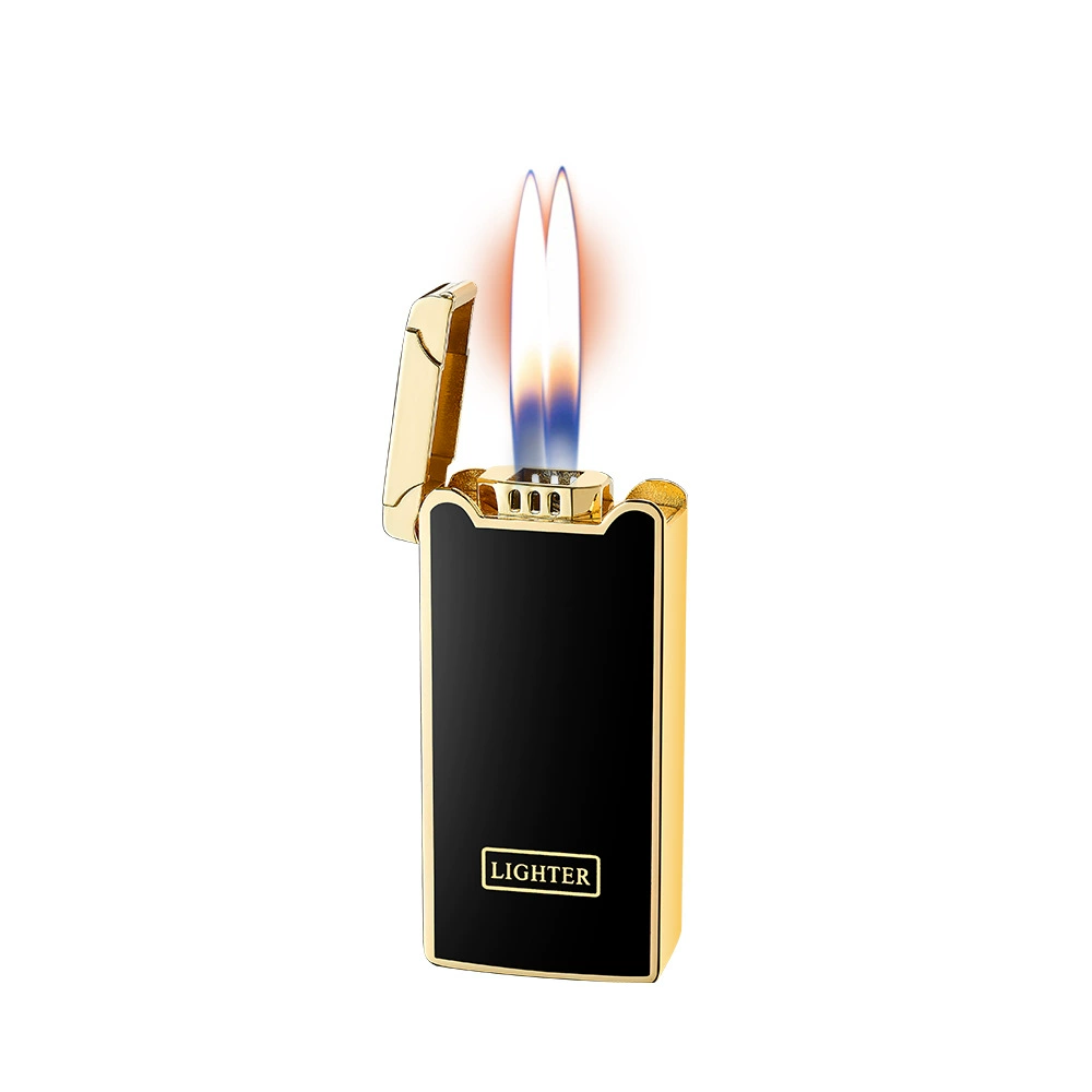 Creative personality voice control double fire lighters open flame inflatable high-grade business