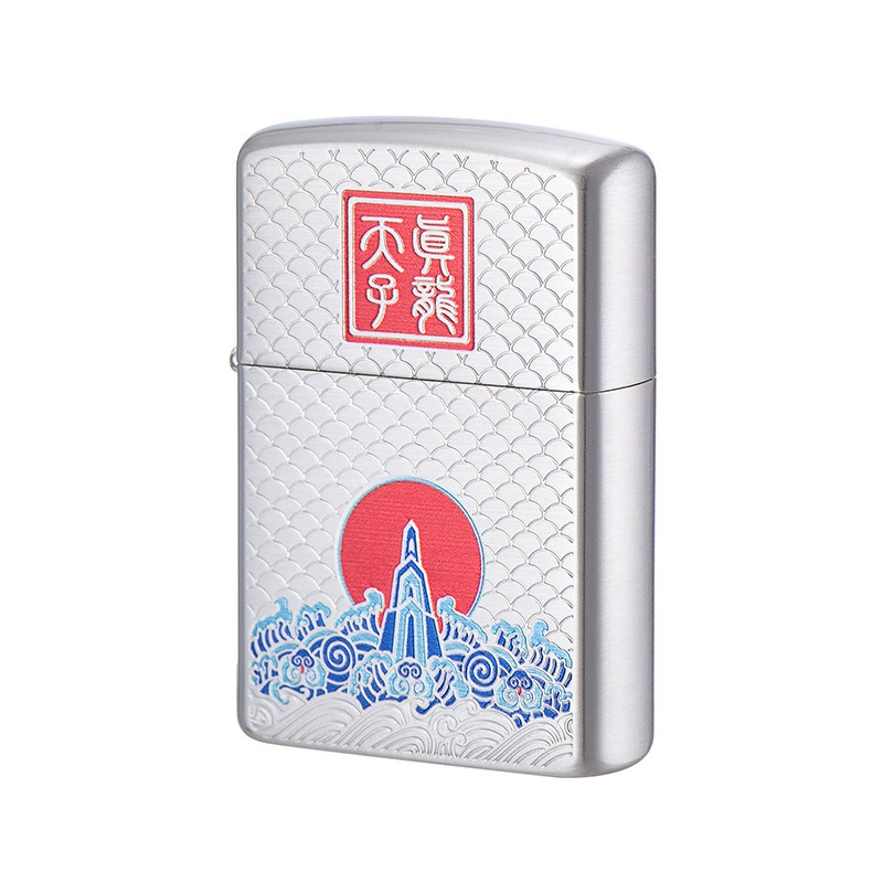 Upgraded version of the original copper engraving windproof kerosene lighter country tide creative p