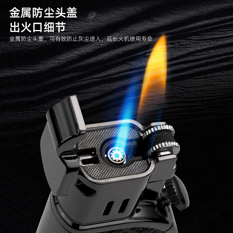 New direct flush open flame lighter one button switch double fire lighter metal cigar diamond wholes