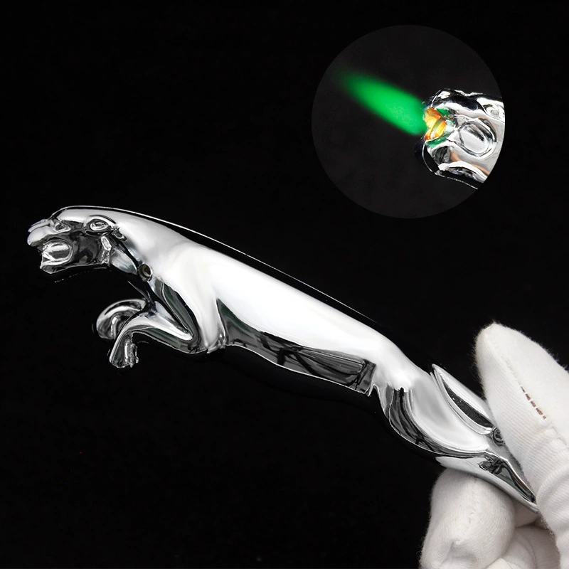 Creative leopard inflatable lighter windproof green flame personality decoration factory direct sale