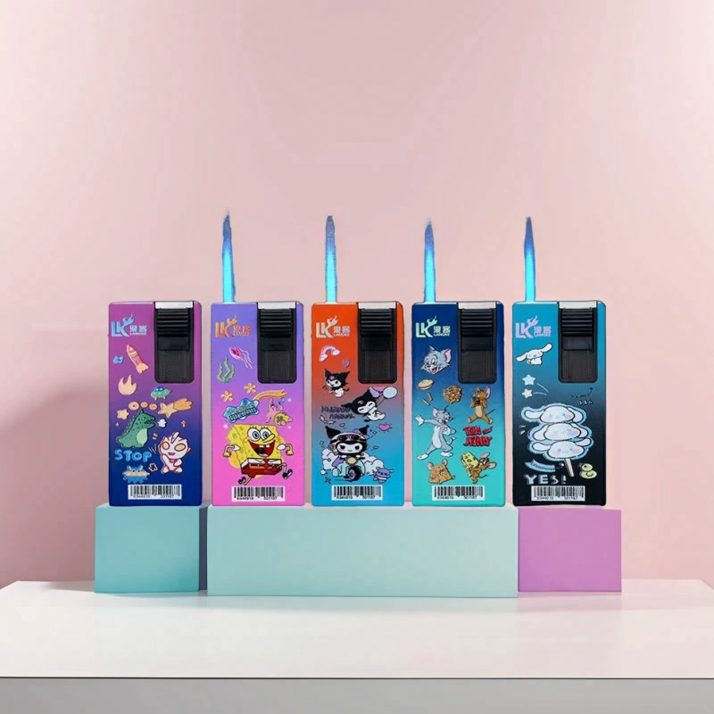 Net celebrity cartoon windproof direct lighter cute new blue flame inflatable wholesale creative per