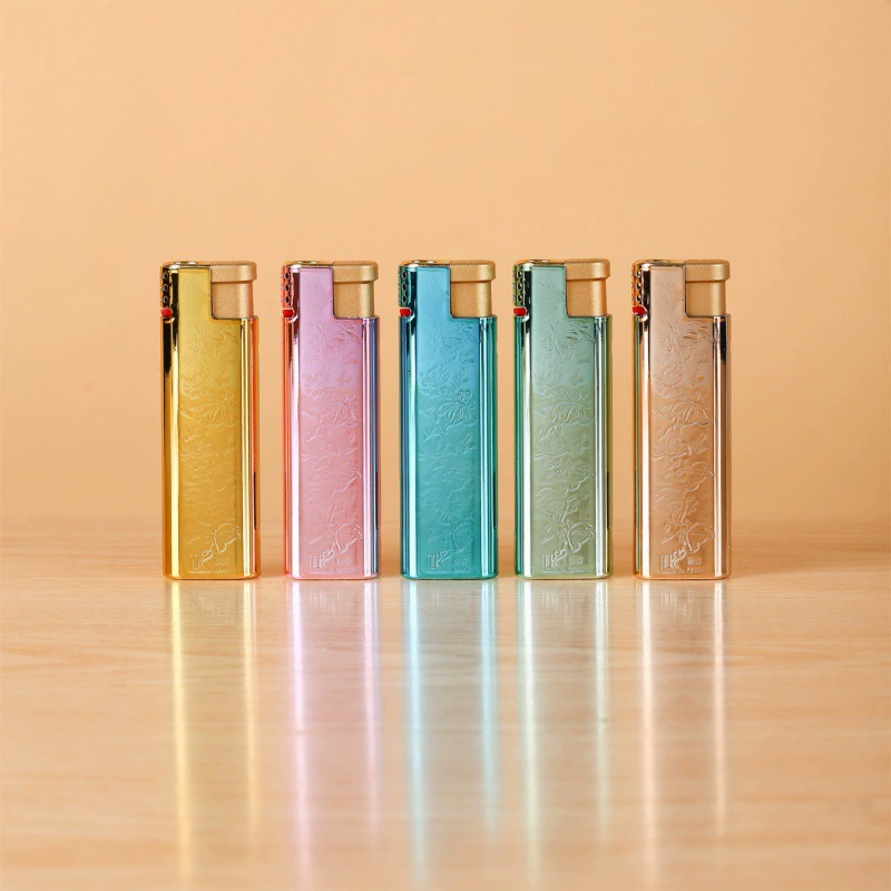 Metal direct blue flame inflatable windproof advertising lighter