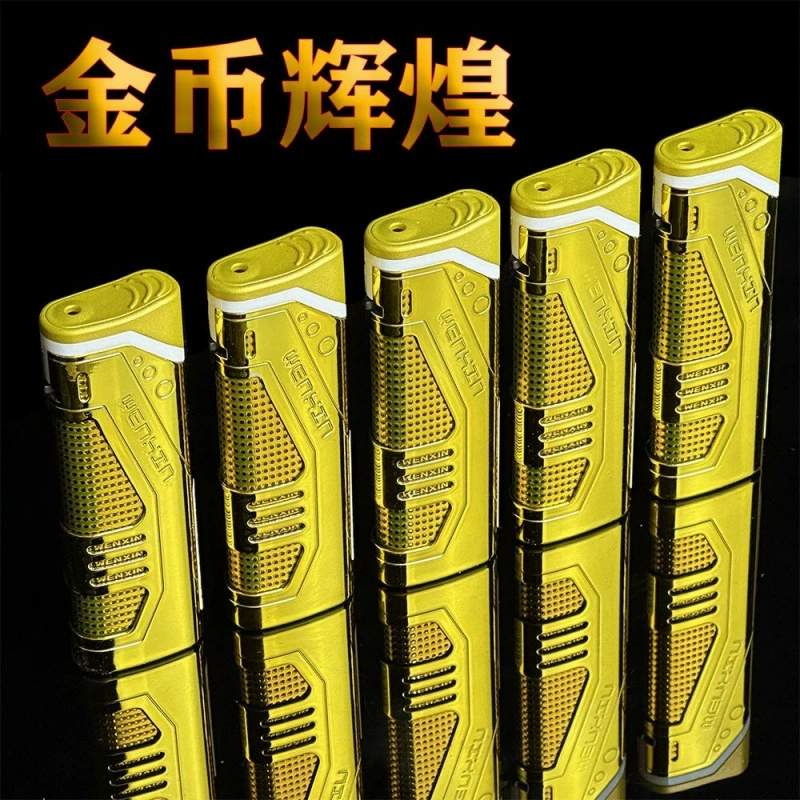 New metal direct blast windproof lighter personality wholesale blue flame thickened inflatable