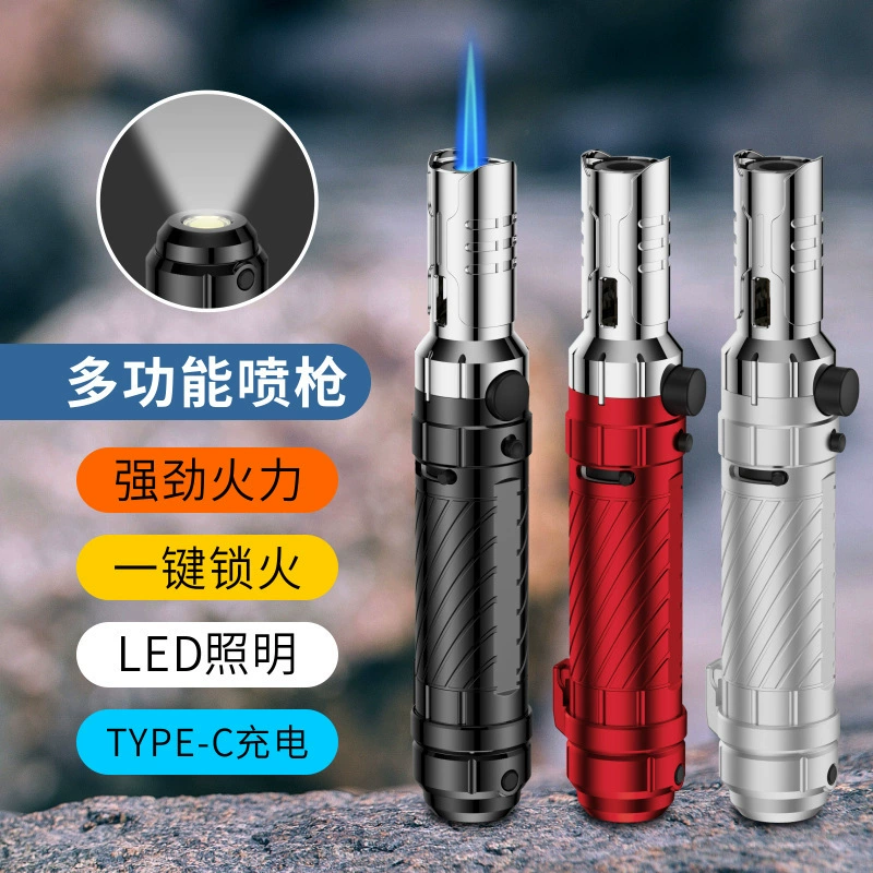 Multi-function with lighting large fire inflatable lighter outdoor camping barbecue gun igniter