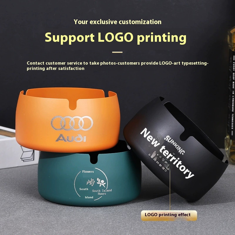 Stainless steel ashtray set logo lettering Hotel Internet cafe restaurant