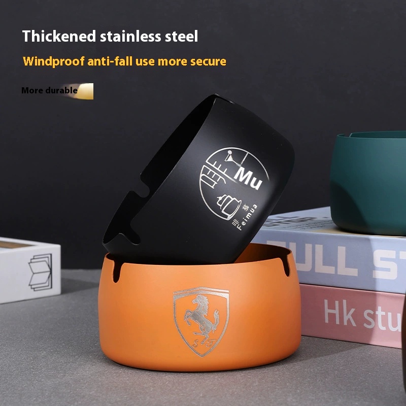 Stainless steel ashtray set logo lettering Hotel Internet cafe restaurant