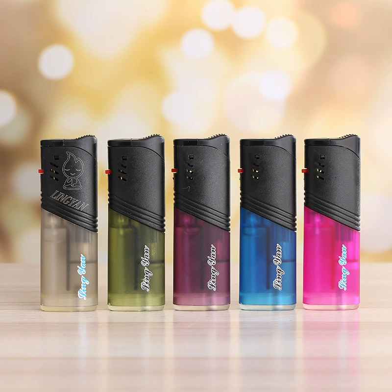 Transparent rubber flap straight flush windproof lighter printing creative personality advertising 