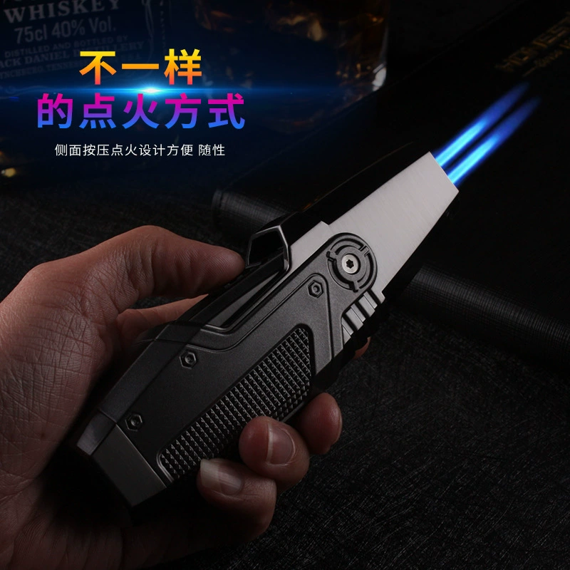 Double direct metal lighter inflatable Blue Fire Personality Creative welding torch spray torch ciga