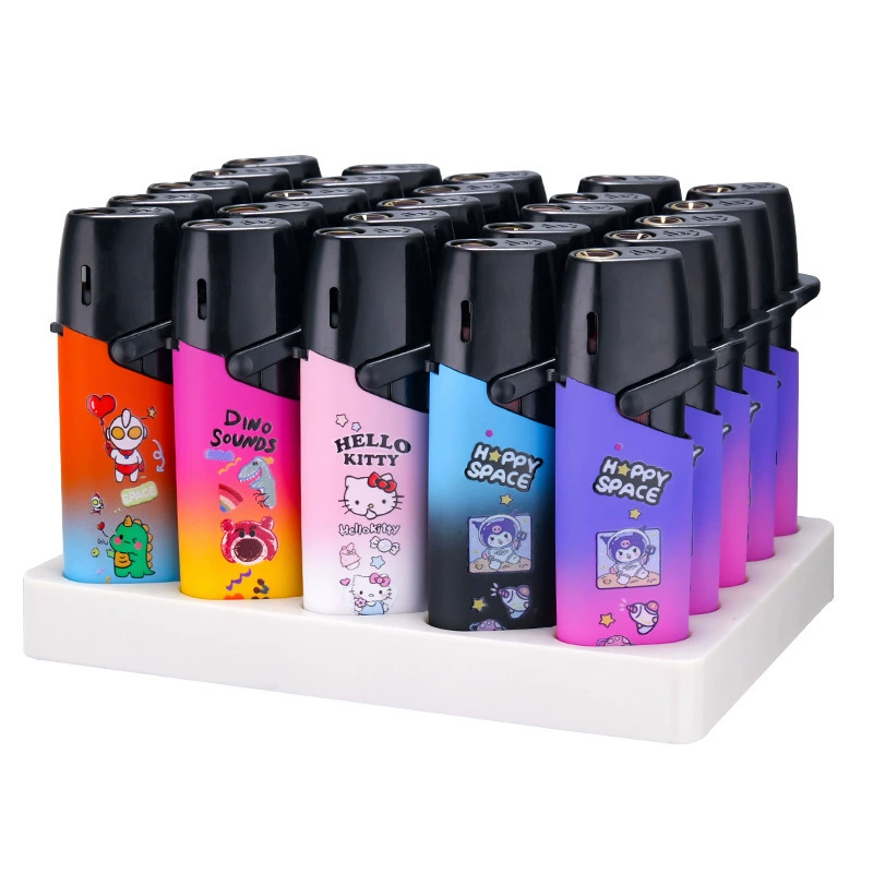 Windproof lighter push net red rocker arm metal blue flame creative high appearance level inflatable