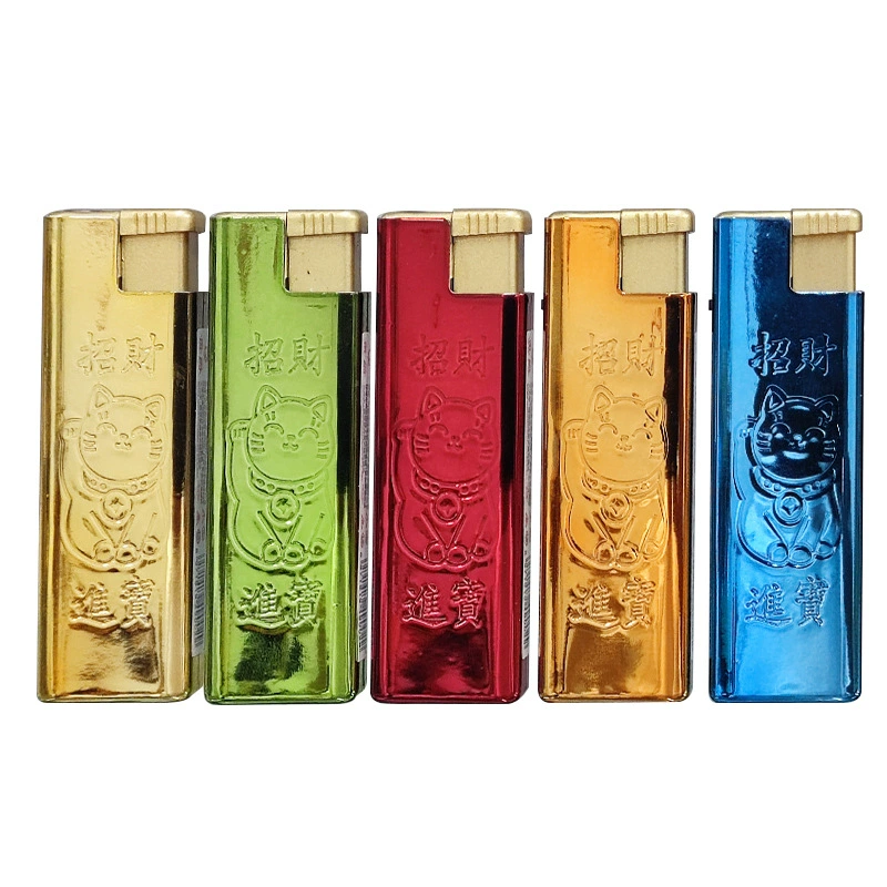 Metal iron lighter fortune cat pattern inflatable gift advertising wholesale manufacturers 