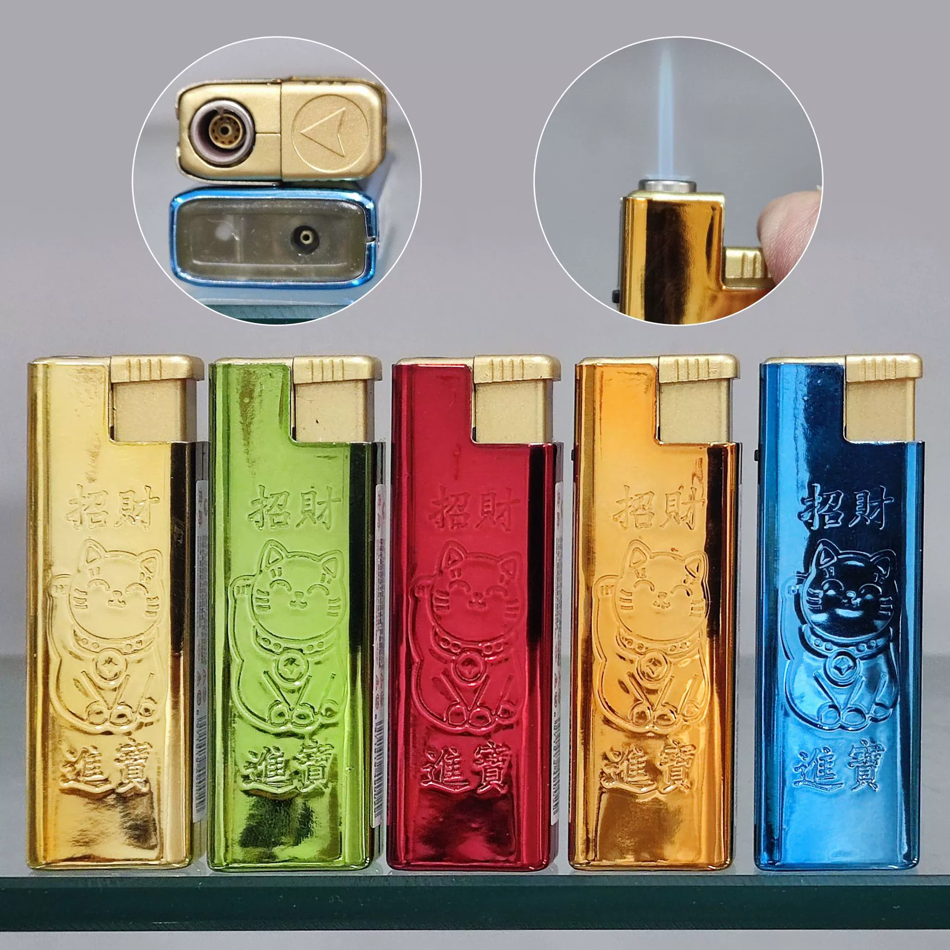 Metal iron lighter fortune cat pattern inflatable gift advertising wholesale manufacturers 