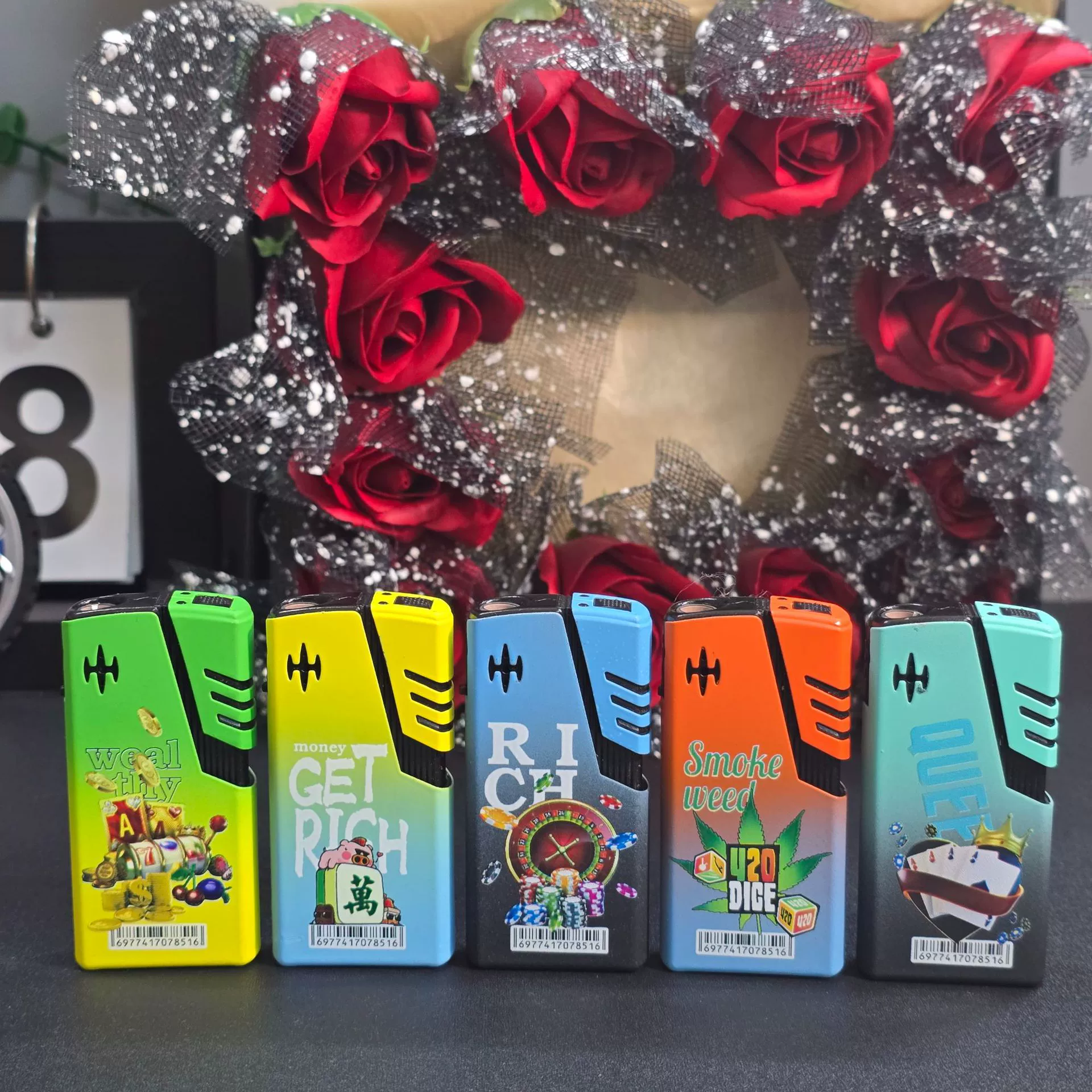 The new 851 blue flame direct lighter printing logo disposable windproof lighter can be inflatable 