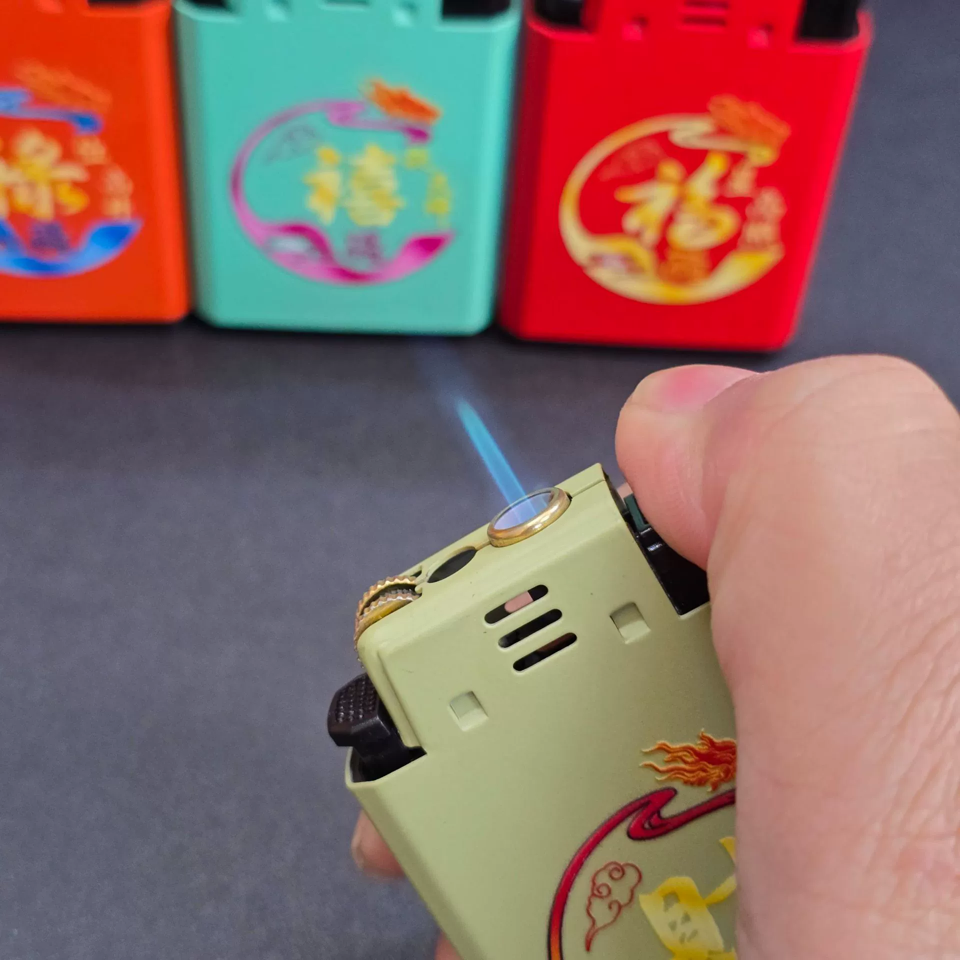 The new 999 double fire metal lighter wholesale can print advertising blue flame direct injection