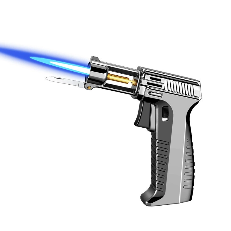 New folding knife blue flame straight lighter Barbecue moxibustion charcoal cigar hardware welding 