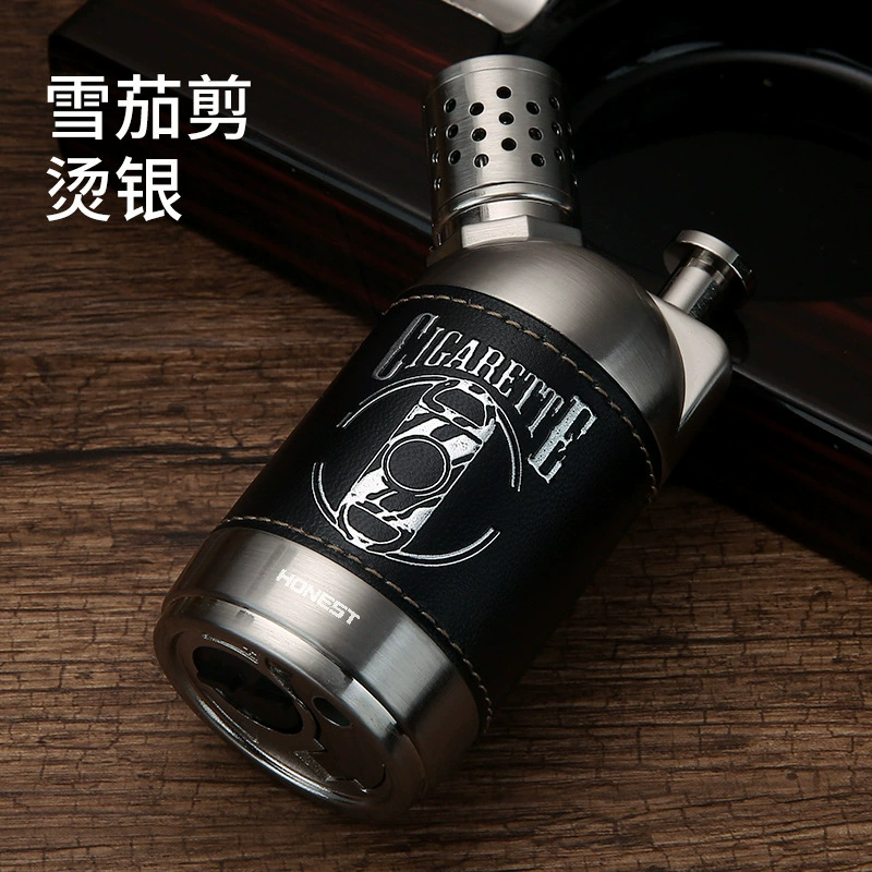 New windproof four straight blue flame creative personality lighter display cigarette lighter 