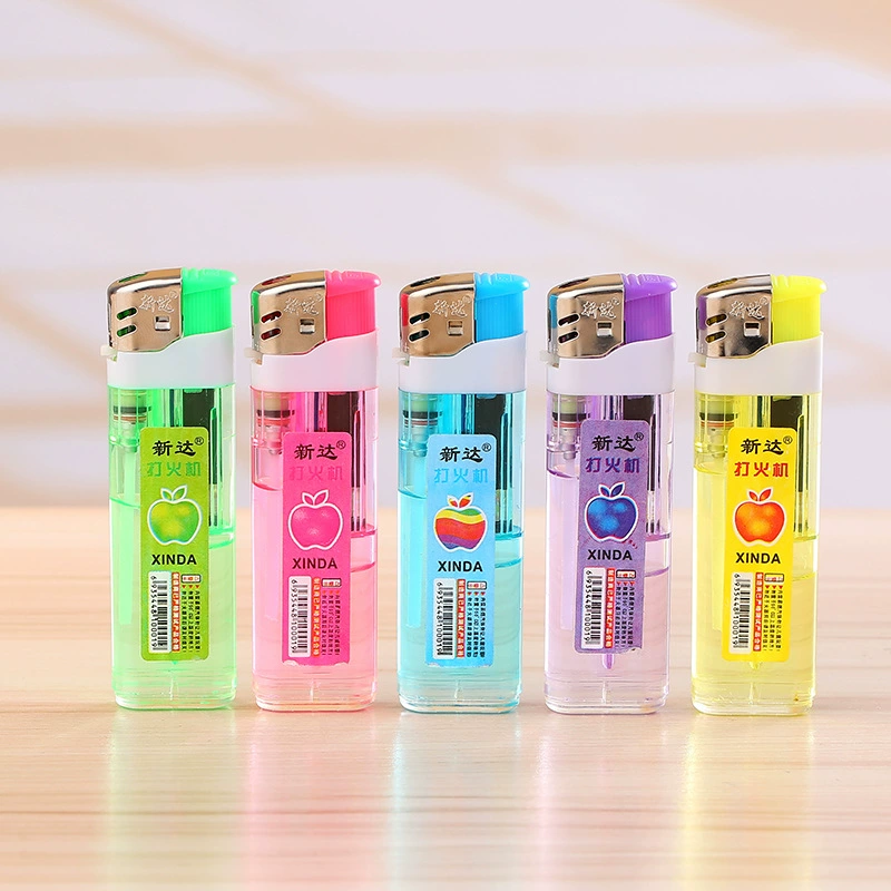 Manufacturers wholesale transparent electronic lighters classic open flame plastic sticker 