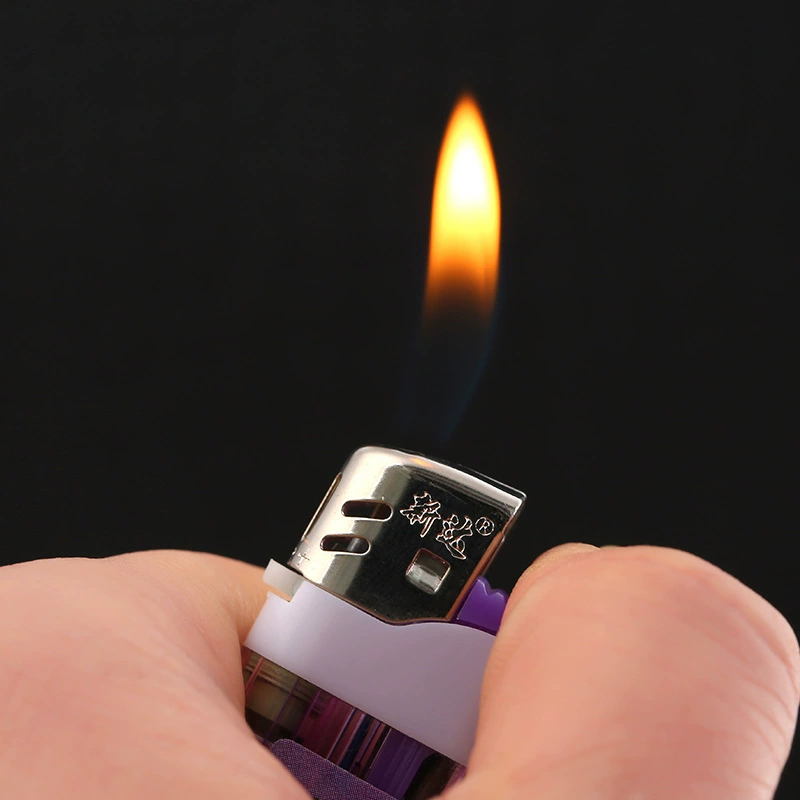 Manufacturers wholesale transparent electronic lighters classic open flame plastic sticker 