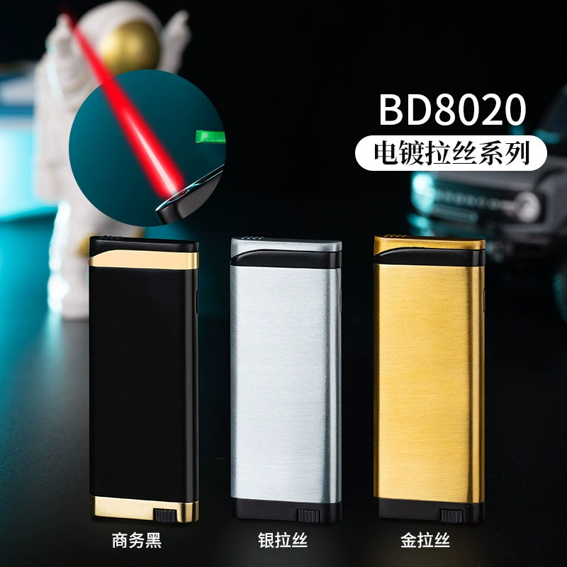 The new inflatable windbreaker ultra-thin lighter windproof red flame metal body lighter is selling 