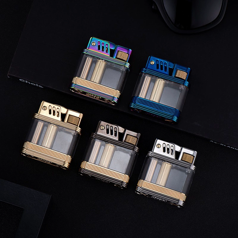 Metal lighters Tiktok boom transparent oil bin kerosene lighter men gift wholesale