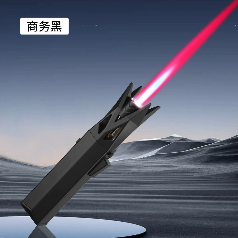 Straight into the big flame inflatable lighter Wolf stab shape metal fuselage safety lock fire 