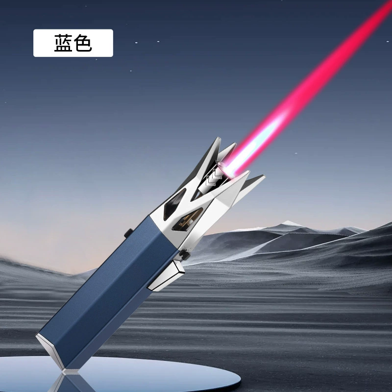 Straight into the big flame inflatable lighter Wolf stab shape metal fuselage safety lock fire 