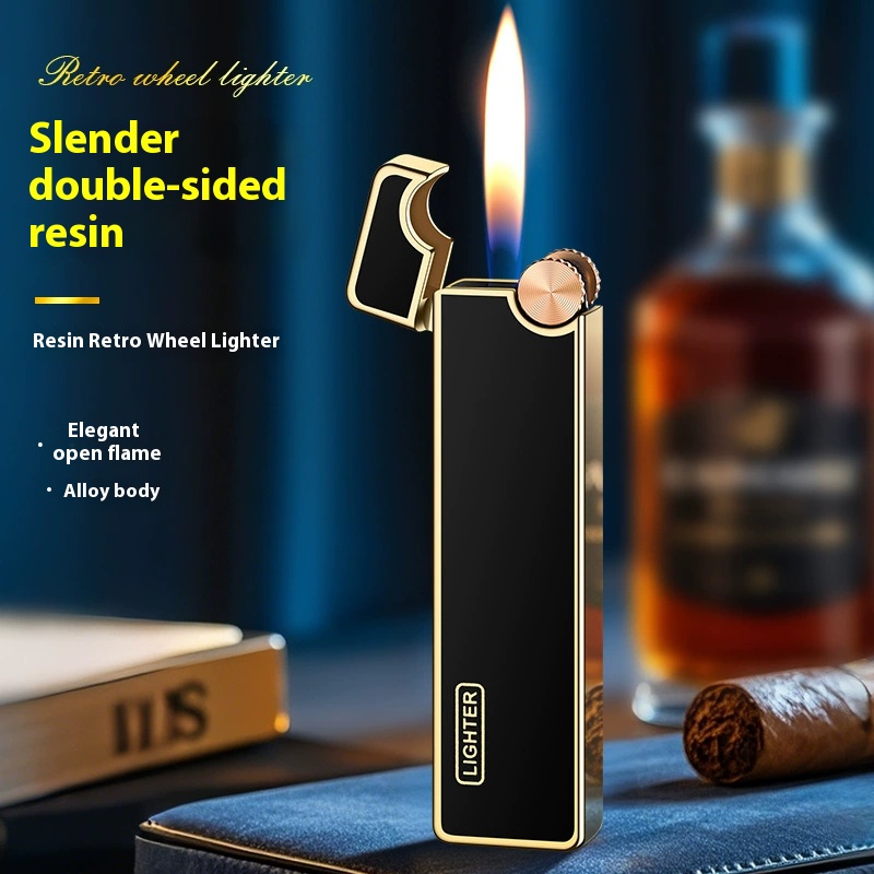 New creative strip ultra-thin inflatable open flame lighter wheel ignition High appearance level 
