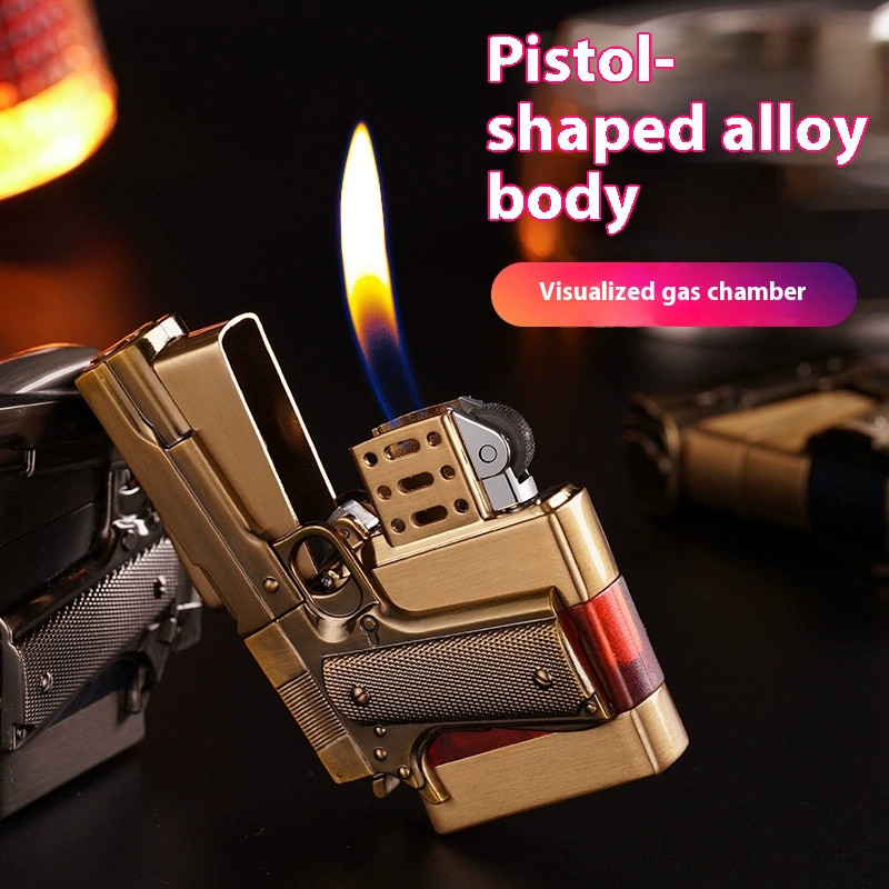 The new model can see the air bin wheel point open fire lighter metal inflatable lighter gift box