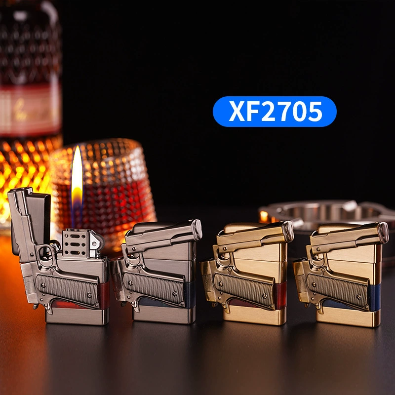 The new model can see the air bin wheel point open fire lighter metal inflatable lighter gift box