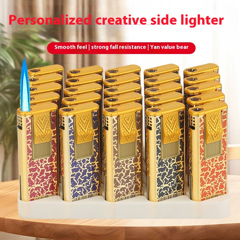 New metal pull-down ignition lighter Metal fan can be aerated model can be advertised