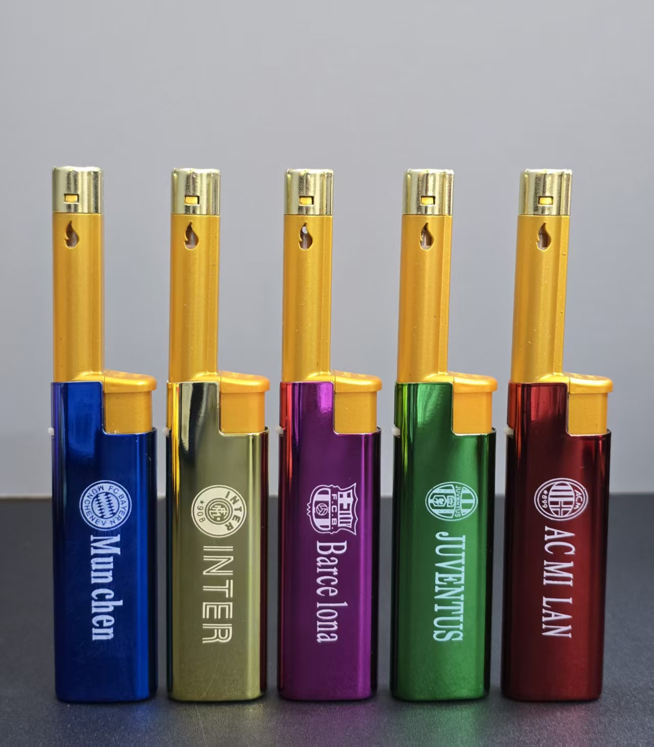New extended version of metal windproof lighter blue flame gas lighters factory direct price