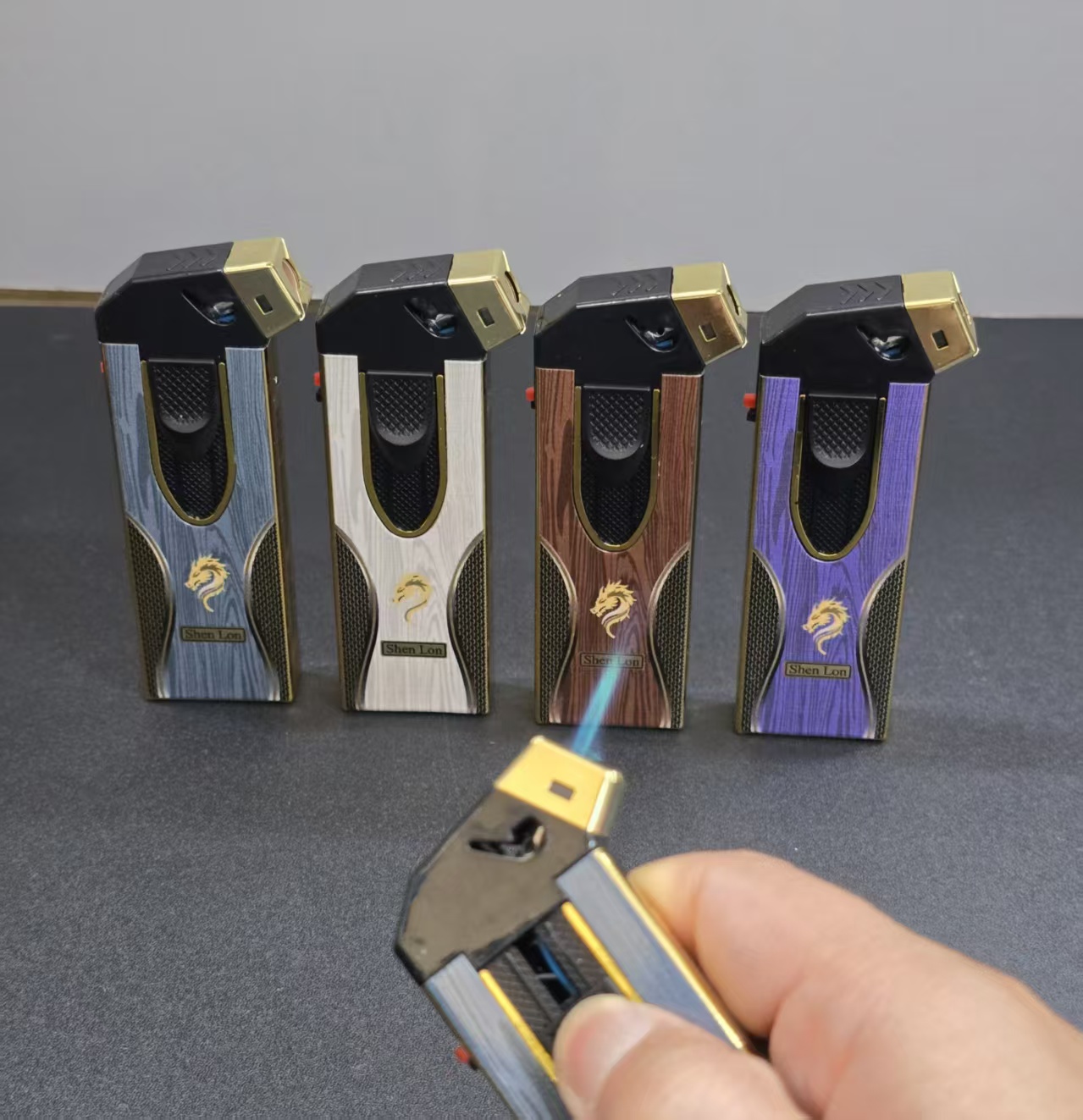 New creative elbow metal windproof lighter blue flame gas lighters factory direct price superior 