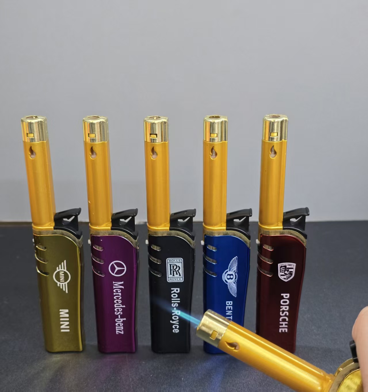New plus long windproof lighter blue flame gas lighters factory direct price superior wholesale 