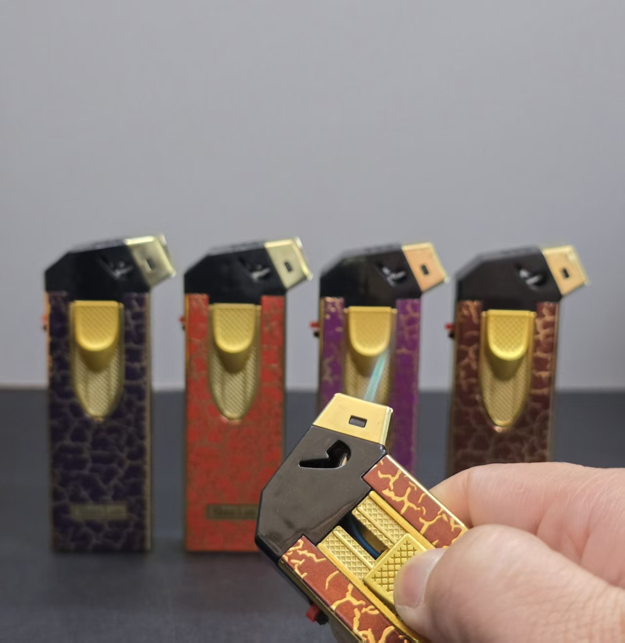 New elbow windproof lighter blue flame can gas lighter factory direct sales price superior