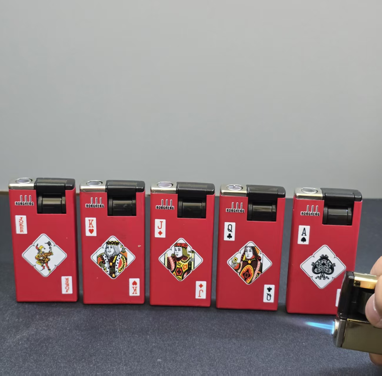 Metal explosion windproof direct lighter cute new blue flame inflatable wholesale creative 