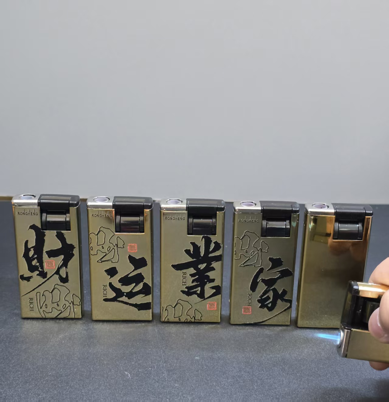 Metal explosion windproof direct lighter cute new blue flame inflatable wholesale creative 