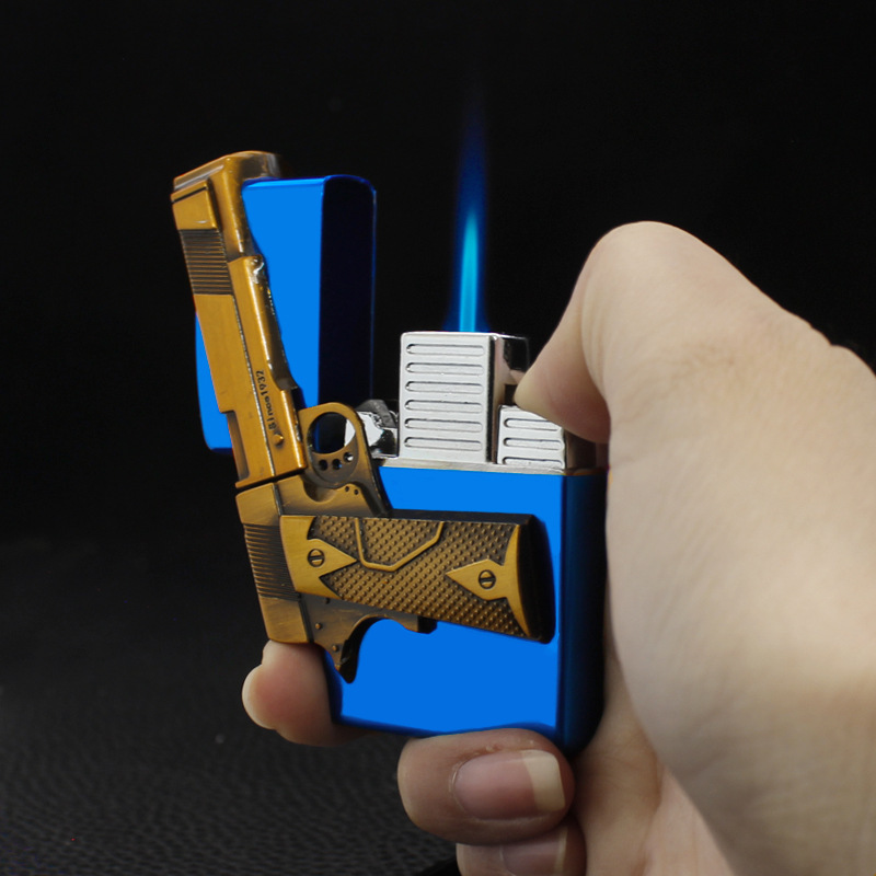 Creative relief process directly flush lighter metal ice aerated windproof cigarette lighter cigaret