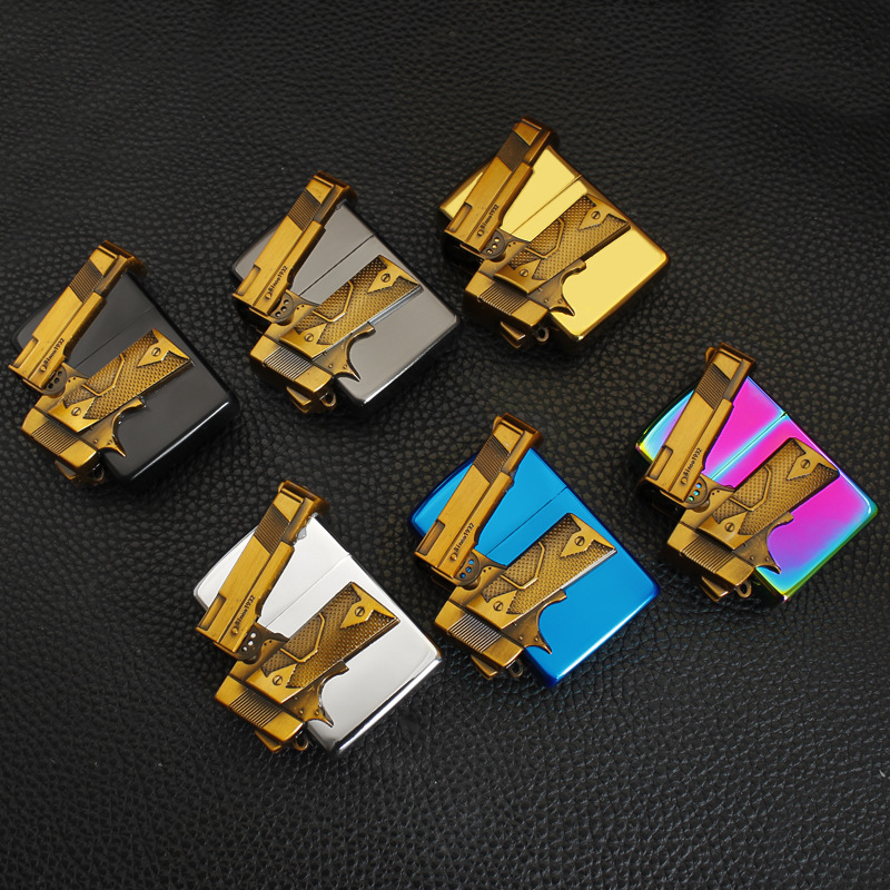 Creative relief process directly flush lighter metal ice aerated windproof cigarette lighter cigaret