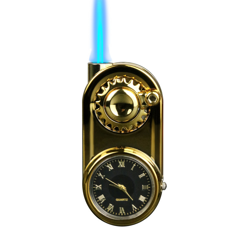 The new real watch lighter can be rotated with one hand to decompress the igniter windproof blue 