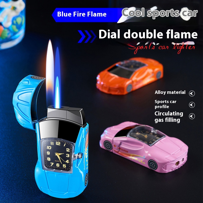 Network red cool sports car dial double fire switch windproof direct flush lighter inflation creativ
