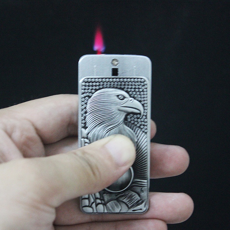 329 Relief pull down windproof inflatable lighter Zinc alloy red export lighter silver white bronze