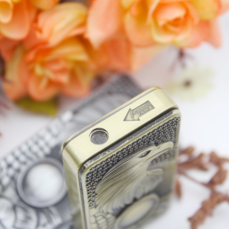 329 Relief pull down windproof inflatable lighter Zinc alloy red export lighter silver white bronze