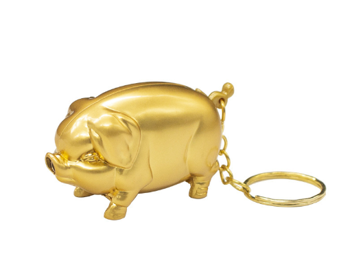 Fun and creative golden pig New Year goods metal inflatable keychain lighter open fire