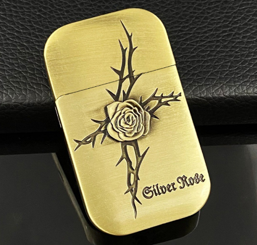 Personalized creative relief zinc-combined angel wing grinding wheel kerosene metal lighter