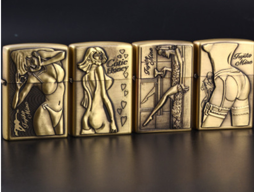 Bronze kerosene lighter manufacturer direct sales creative personality beauty relief windproof cigar