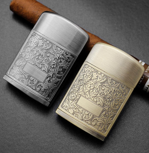 Creative inflatable lighter windproof red flame cigarette lighter personalized brushed metal lighter